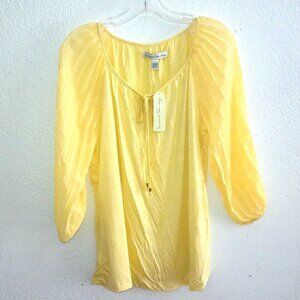 French Laundry, Yellow long pleated sleeve shirt,
